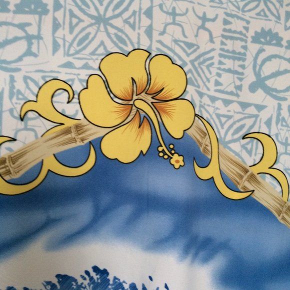 Maui Maui Hawaiian Button Shirt Large Woody Wagon Surf Board Truck Hibiscus Leaf - Picture 4 of 8